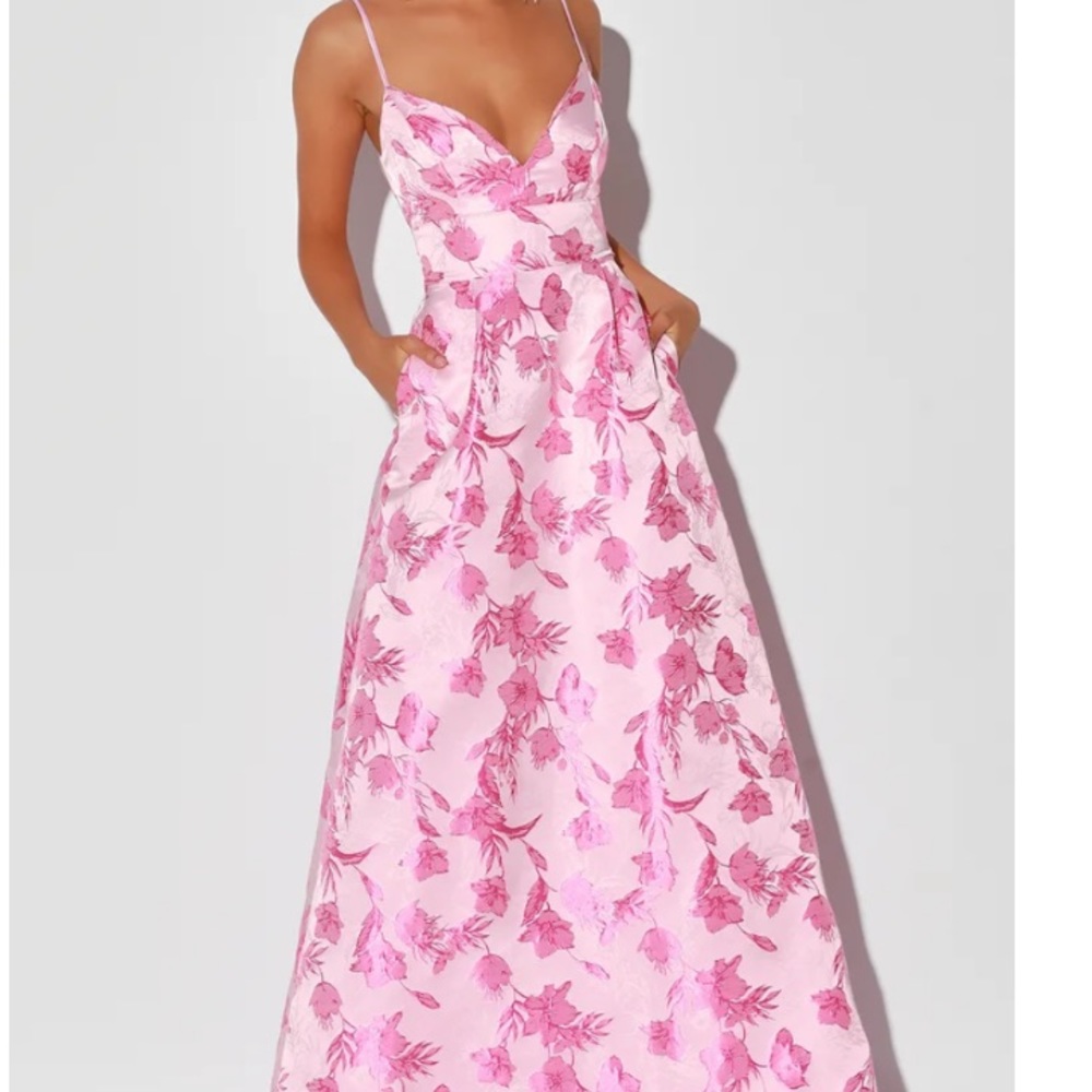 Lulus Pink Floral Maxi Dress